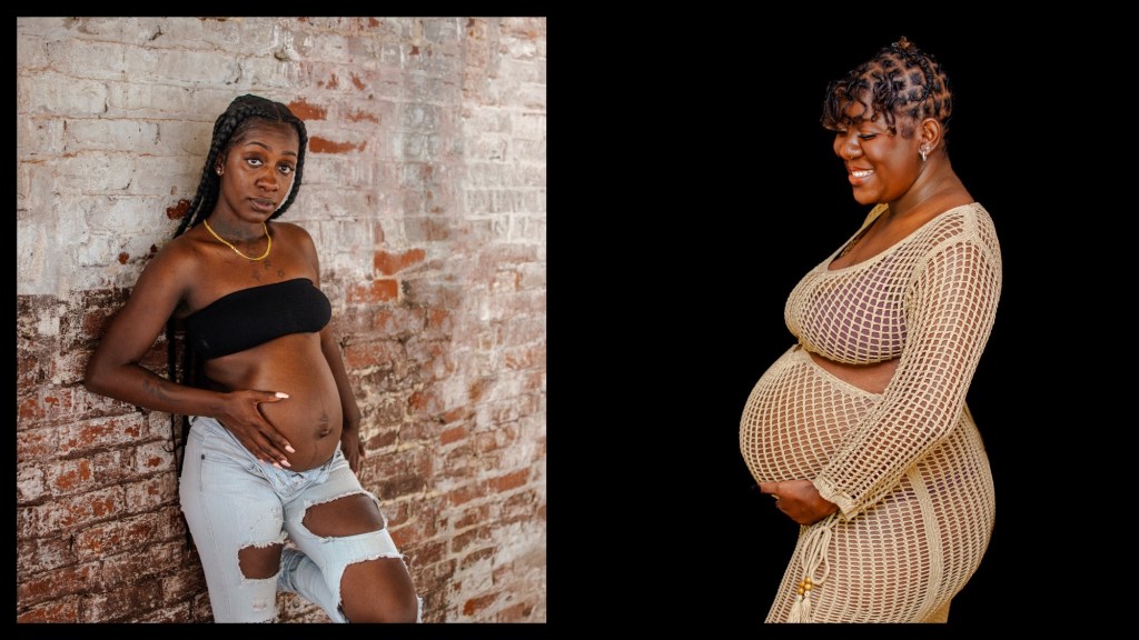 Comparison of maternity photos at 26 weeks and 36 weeks